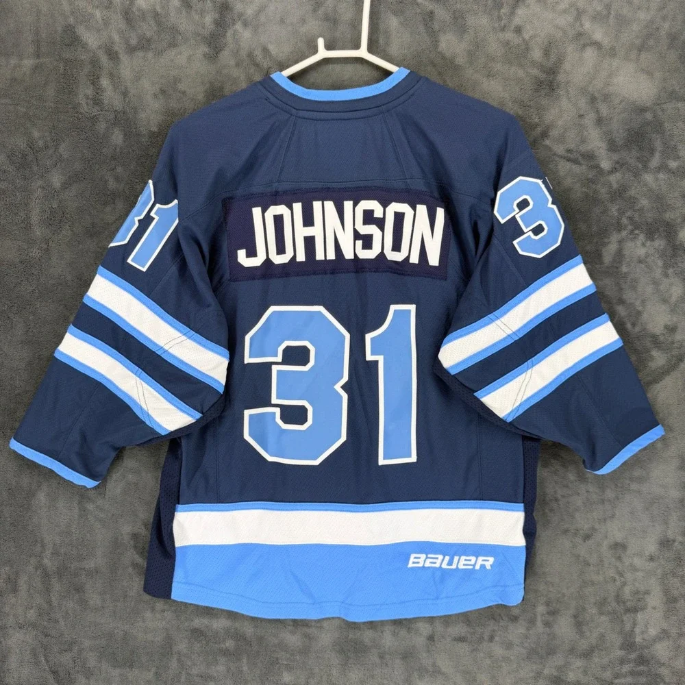 Bauer Team Hockey Jersey Youth‎ Medium Navy Blue Maple Leafs Johnson 31 09J-29H